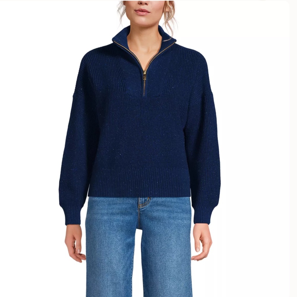 Lands’ End  Drifter Shaker Wedge quarter zip sweater 💙